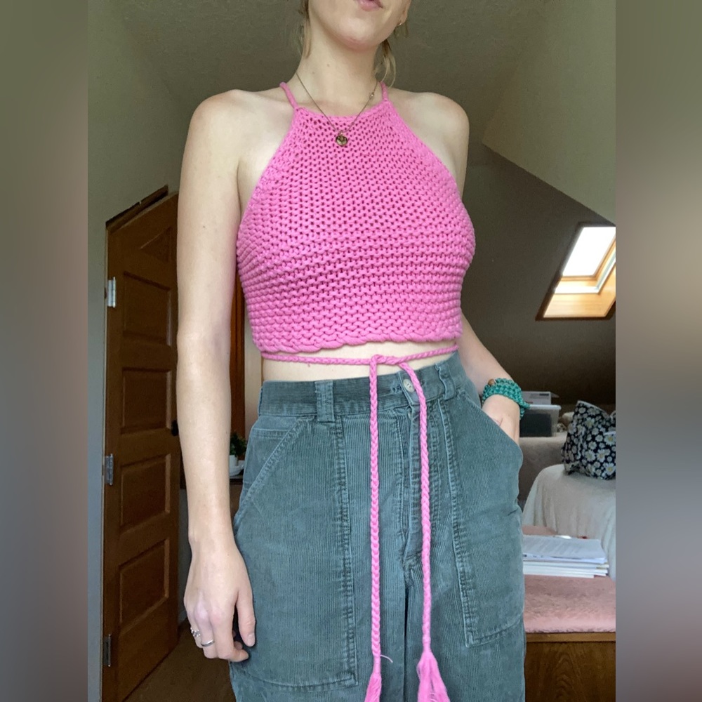 Urban outfitters crochet pink top